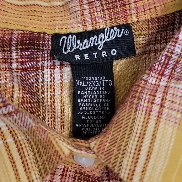 Wrangler Women's Mustard and Burgundy Plaid Shirt. SIZE XXL - Picture 2 of 4